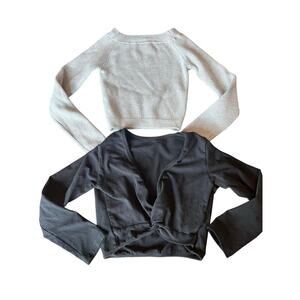 Two Girls Long Sleeve Dance/Gymnastics Tops, Ballet Wrap/Sweaters, Small, 6/7